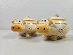 2 Temp-tations Presentable Ovenware Tara Old World Tan Cow Soup Crocks With Lids. Fixed Price $39.99.