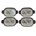 Temptations Bakeware Blue Floral Lace Set Of 4 Snack Plates Trays Soap Dish. Fixed Price $28.98.