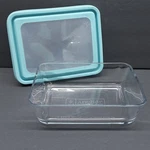 Anchor Hocking Square Glass Storage Baking Dish W/blue Trueseal Lid 6C/1.5L. Fixed Price $12.99.