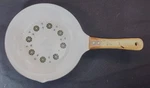 Cathrineholm Viking Saute Fry Pan Enamel Coated Heavy White W/black Design 8-12". Fixed Price $50.00.