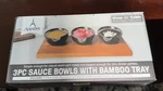 New Appetit 3PC Sauce Bowls With Bamboo Tray Black Porcelain Gift. Fixed Price $15.00.