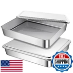 Funnymoom 2 Sets Stainless Steel Cake Pan With Lid 9 X 11 Inch Rectangle Bread. Fixed Price $62.62.