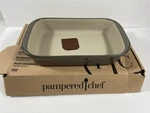 Pampered Chef Stoneware Gray/brown Rect Baker 7 X In Qt. 1422/1193. Fixed Price $70.00.