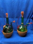 Old World Italian Wine Coolers Green Glass Decanter Set Of 2 Vintage, Mint Cond.. Fixed Price $59.50.