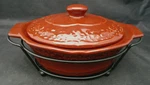 Individual 9 Oz Covered Casserole & Stand Temp Tations Vintage Grace Brown Euc. Fixed Price $21.24.
