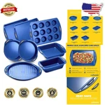 Caliente 8PC Nonstick Bakeware Set Durable Blue Carbon Steel Baking. Fixed Price $113.39.