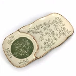 Temptations Soup Sandwich Plate Green Floral Lace Tara Ovenware 002. Fixed Price $11.99.