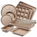 10-PIECE Nonstick Bakeware Set With Rack Cookie Sheet Cake Muffin Pizza Pans. Fixed Price $78.93.