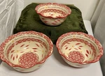 Temptations Old World Red Christmas Bowls, Set Of 3, W/holiday Sayings Inside. Fixed Price $42.39.
