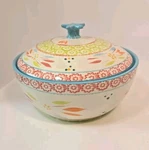 Temptations By Tara 2.5 Qt Old World Baking Dish Coved Round Floral Springfetti. Fixed Price $18.49.