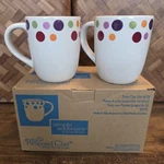 Pampered Chef Simple Additions Dots Coffee Mugs Cups #2073 Set New In Box. Fixed Price $8.62.