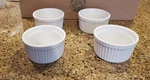 Set Of 4 White Circular Porcelain Ramekins Cordon Bleu Bia Ribbed 3.5" Diameter. Fixed Price $12.99.