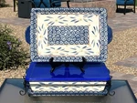 Temp-tations Old World Ceramic 13X9 Baking Dish W/lid Blue 4QT Wire Rack 2 Trays. Fixed Price $80.00.