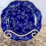 Temp-tations Floral Lace Blue Salad Plates Set 4 Scalloped 8 Ex Condition. Fixed Price $40.00.