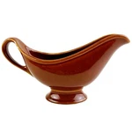 Vintage Hall Gravy Sauce Boat Usa Pottery Stock Brown Cognac Glaze Footed Mcm 8". Fixed Price $20.49.