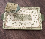Temptations By Tara Ovenware Old World Green Large Platter & 1 Ind Baking Dish. Fixed Price $12.00.