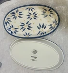 Temp-tations Tara Old World Set Of Oval Serving Trays Blue Roping 12 X 7 New. Fixed Price $17.99.