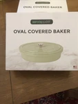Servappetit 11" Oval Covered Baker Sage Green New In Box. Fixed Price $24.00.