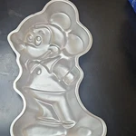 Wilton Walt Disney Productions Mickey Mouse Cake Pan 515-1805 Silver 1978. Fixed Price $30.00.