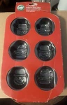 Wilton: 6 Cavity Holiday Mitten Snowmen Mini Cake Pan #2105-3513 New Non-stick. Fixed Price $15.00.