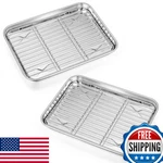 P&p Chef 9" Toaster Oven Pans With Racks, 4-PIECE Stainless Steel Set. Fixed Price $43.90.