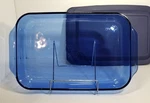 Pyrex Blue Glass Lasagne Baking Pan 13 9 With Plastic Lid Euc. Fixed Price $35.99.