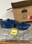 Strawberry Street Sienna Covered Casserole 10" 7" Bakeware Set Blue Baking. Fixed Price $42.46.
