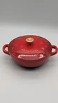 Le Creuset Mini Marmite Star Relief 12CM, W/gold Knob, Cerise Red Stoneware New!. Fixed Price $39.99.