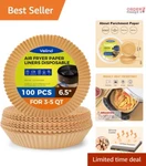 Air Fryer Paper Liners Disposable 100PCS Natural Wood 6.5" Non-stick Cooking. Fixed Price $17.98.