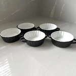 Bruntmor Set Of 5 Ceramic Bowls Quiche Soup Pie Ramekins Black/white Handles. Fixed Price $15.00.