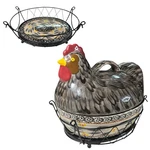 Temptations Ceramic Chicken/hen Basket 2QT. Casserole Dish 4 Piece Black. Fixed Price $34.99.
