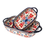 Baking Dish Ceramic Pan Blue Casserole Porcelain Rectangular Baki.... Fixed Price $74.41.