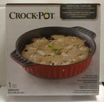 Crock-pot Denhoff Non-stick Stoneware Casserole Red 8" Ribbed Round Free Ship. Fixed Price $23.99.