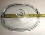 Pyrex Oval Glass C, 9-3/4"OUTER Lid, 9-1/4"INNER Lip Chipped T70. Fixed Price $8.99.