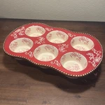 Temp-tations Bakeware By Tara Temptations Old World Red Cupcake Muffin Pan +tray. Fixed Price $24.50.