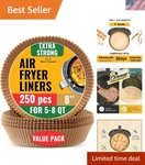 Round Disposable Air Fryer Paper Liners - 250 Pack, Unbleached For Safe Cooking. Fixed Price $34.99.