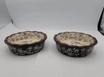 Temptations Oven Ware Floral Lace Black Brown 5 3/4" Mini Pie Quiche Fluted Edge. Fixed Price $23.99.
