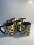 Temptations Set 5 Old World Vivid Brown Floral Design 16 Oz Coffee Mugs. Fixed Price $27.99.