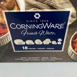 Corningware French White 18-PC Bakeware Set W/ Glass & Plastic Lids. Fixed Price $104.99.