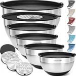 Priority Chef 6PC Large Mixing Bowls With Lids Set 1/1.5/2.1/3/4/6 Qt, Black. Fixed Price $41.24.