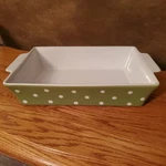 Cooks Tools Square Baking Casserole Dish 12 X9" Lime Green Polka Dots W/handles. Fixed Price $24.00.