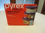 Pyrex Simply Store Glass Round Food Container Set With Blue Lids (6-PIECE) New. Fixed Price $12.49.