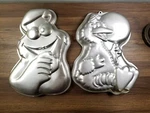 Wilton *set 2* Vintage Cookie Monster Big Bird 502-7415 502-3401 Cake Pans, Euc. Fixed Price $9.00.