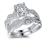 Real Silver Engagement Rings Women Unique Wedding Round Cut Cz Bridal Set. Fixed Price $69.99.