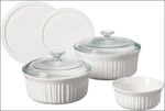 New French White 7PC Ceramic Bakeware Set W/ Lids Oven Safe. Fixed Price $94.47.