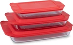Basics 3-PACK Glass Baking Dish Set (2QT, 3QT, 4.8QT) With Bpa-free Lids, Rectan. Fixed Price $135.84.