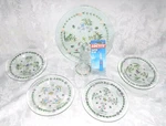 Godinger & Co Glass Cake Stand Dessert Plates Hand Painted Floral Butterfly. Fixed Price $39.95.
