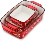 Avla 3 Pack Ceramic Bakeware Set, Porcelain Rectangular Baking Dish Red. Fixed Price $65.68.