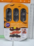 Wilton: 6 Cavity Mustache Cookie Pan #2105-4983 Non-stick New Halloween. Fixed Price $10.00.