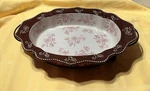 Temptations 1.5 Qt Casserole Dish Floral Lace Bakeware Ppp 796569 Brown/red. Fixed Price $28.00.